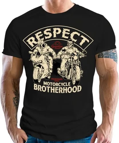 Gasoline Bandit Cooles Herren Motorrad T-Shirt: Respect - Motorcycle Brotherhood
