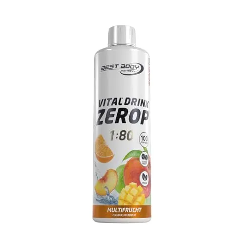 Best Body Nutrition Vital Drink ZEROP ® – Multifrucht Sirup zuckerfrei – 500 ml – 1:80 ergibt 40 Liter Fertiggetränk – Getränkekonzentrat mit Fruchtsaft – Geschmack für Wasser mit Vitaminen
