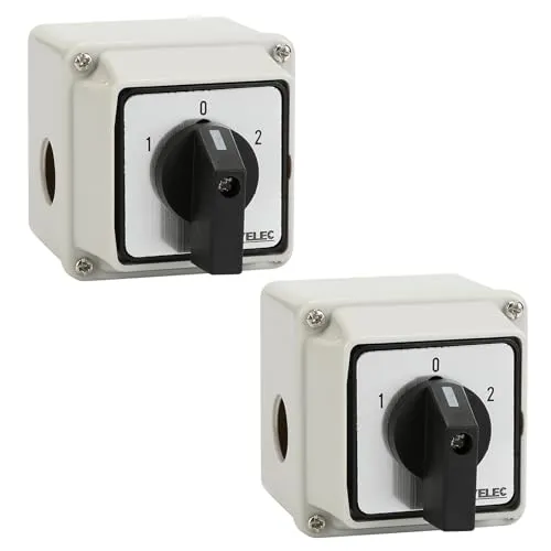 JOYELEC 2 Stück 3-Position Universal-Nockenschalter(An-Aus-An),Universal-Nockenschaltermit Hauptschalter-Außenbox,Ui660V Ie20A Universal Umschalter,8 Klemmen Wechselschalter