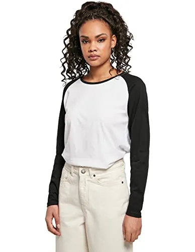 Urban Classics Ladies Contrast Raglan Longsleeve Frauen Langarmshirt weiß/schwarz XL