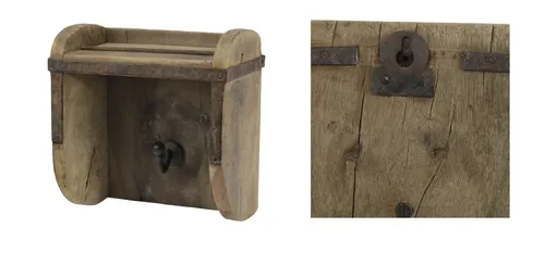 Chic Antique Wandregal mit Haken – Rustikales Holzregal - Praktisches Wandregal aus Holz mit einem Haken für den Flur oder das Wohnzimmer. Ideal für die stilvolle Aufbewahrung von Schlüssel oder Dekoration im Landhausstil.