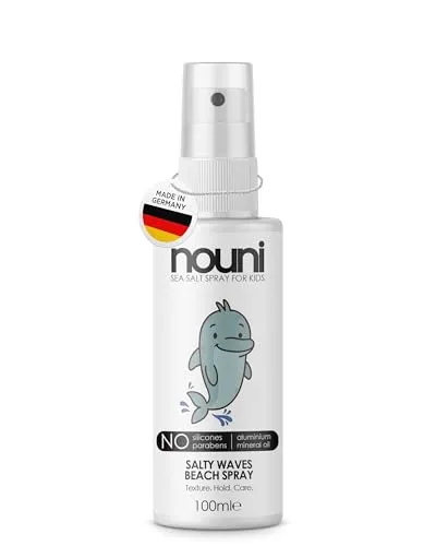 nouni Sea Salt Spray für Kinder – Styling Spray für natürliche Beach Waves – mit Meersalz & Glycerin – parfümfrei, vegan, ohne Silikone – Leave-in Haarspray für empfindliches Kinderhaar – 100 ml
