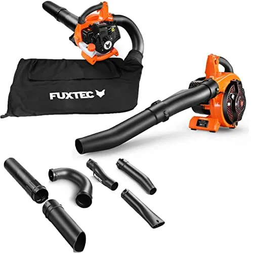 FUXTEC Benzin Laubsauger 4in1 FX-LBS126 – Leistungsstarker Laubbläser & Häcksler - 4in1 Laubsauger mit 71 m/s Blasgeschwindigkeit und 45l Fangsack. Ideal für große Flächen dank 2-Takt Motor und doppelter Blasfunktion. Einfache Entsorgung durch massiven Fangkorb.