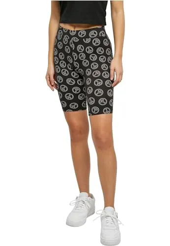 Urban Classics Damen Shorts Ladies Soft AOP Cycle Shorts blackpeace S