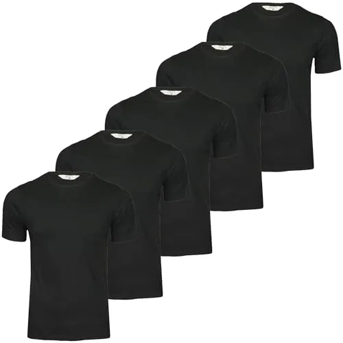Xact Herren-Basic-T-Shirts mit Rundhalsausschnitt und Baumwolle, 5er-Pack (5-Pack - Solid Black) XL
