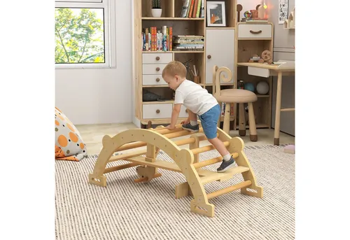 Aiyaplay Montessori-Klettergerüst aus Holz – 52x45x110 cm - Fördern Sie die motorischen Fähigkeiten Ihres Kindes mit dem Aiyaplay Klettergerüst aus robustem Holz. Ideal für drinnen, als Kletterer und sanfte Wippe – für sicheres Spielvergnügen!