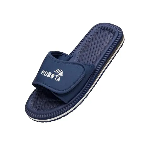 Kubota Badelatschen mit Klettverschluss Damen, Pantoletten, Hausschuhe, Badeschuhe für Strand, Badesandalen Sommer, Schuhe fur Dusch und Sauna - Dunkelblau 37