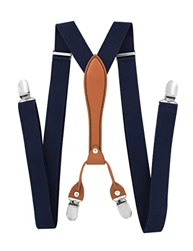 axy Herren Hosenträger breit 2,5 cm mit 4 Starken Clips X-Form und Damen PU25 (Schwarzblau)