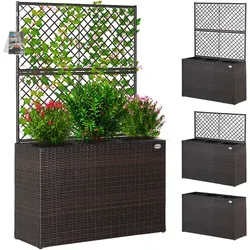 CASARIA Pflanzkasten Sichtschutz-Pflanzkübel braun mit Rankgitter - Spaliere für Innen- und Außenbereiche, wetterfest und schmutzabweisend, inklusive variabel einstellbarem Rankgitter für optimale Pflanzenentfaltung.