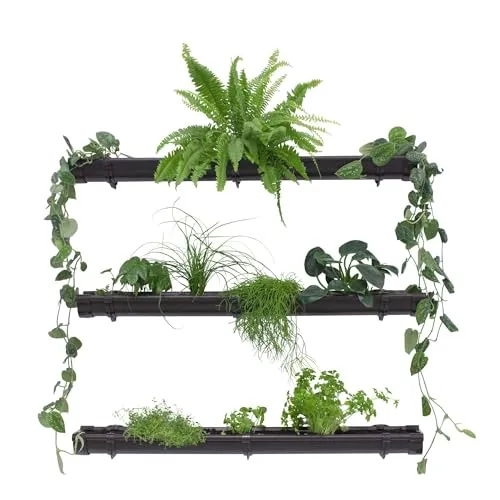 Jardinion Grüne Pflanzenwand 3 x 1m Dunkelbraun - Blumenkästen für vertikale Gartenlösungen, ideal für platzsparende Gestaltung im Innen- und Außenbereich mit flexibler Anbringung und langanhaltender Robustheit.