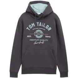 TOM TAILOR Kapuzensweatshirt XXXL tarmac grey - Herren-Sweatshirt in taillenbedeckender Passform mit modischem Logodruck. Die weiche Sweat-Qualität sorgt für hohen Tragekomfort – perfekt für lässige Freizeitlooks.
