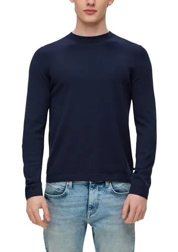 QS Basic Strickpullover - Klassischer Strickpullover mit regulärer Passform aus weicher Baumwolle. Ideal für lässige Anlässe, ausgestattet mit Rundhalsausschnitt und langen Ärmeln für optimalen Tragekomfort.