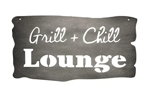 Schild Spruchtafel rostiges Gartenschild Edelrost Rost zum hängen Gartendeko (Grill&Chill Antik Grau ohne Kette)