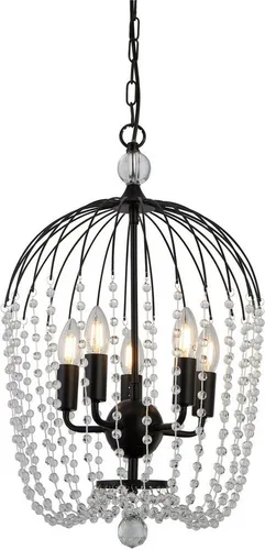 Searchlight Hängeleuchte Shower 5Lt Pendant - Moderne 5-flammige Pendelleuchte in Schwarz mit wechselbaren Leuchtmitteln, ideal für stilvolle Wohnräume und dimmbar für eine gemütliche Atmosphäre.