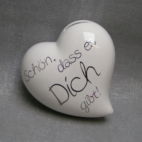 Casablanca Spardose Deko Herz Schön,dass es dich gibt  Geschenk silber weiß