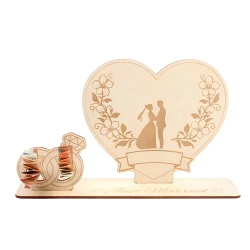 Kreative Feder 3D Geldgeschenk-Aufsteller zur Hochzeit – DIY-Glückwunschkarte aus Holz für Geldscheine (Hochzeit 2)