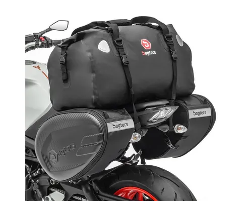 Bagtecs Reisetasche Motorrad Satteltaschen mit Hecktasche CRB + XF60 Drybag 120 L