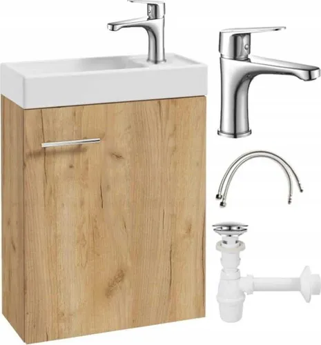 DomoDomo Waschtisch mit Unterschrank 50 cm – Elegantes Badmöbel Set in Eiche
