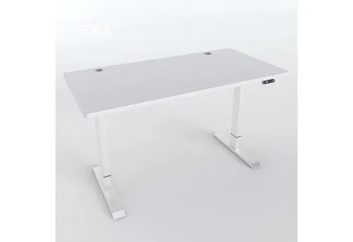 VESKA Höhenverstellbarer Schreibtisch - Elektrisch mit Touchscreen - Kinderschreibtische mit stufenloser Höhenverstellung von 71-120 cm, sicherer Stand dank verstärktem Stahl und LCD-Display für individuelle Höheneinstellungen.