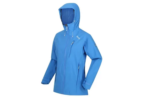 Regatta Birchdale Softshelljacke Damen - Hellblau, Größe 36 - Wasserdichte Outdoorjacke mit 10.000 mm Wassersäule, ideal für Übergangszeiten und Outdooraktivitäten. Ergonomische Ärmel und verstellbare Kapuze für optimale Bewegungsfreiheit.