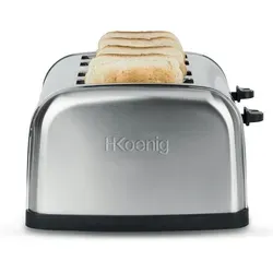 H.Koenig 4-Scheiben-Toaster TOAS14 - Toaster für 4 Scheiben, 1500W Leistung mit 7 Bräunungsstufen, Auftaufunktion und einfachem Krümelfach für schnelle Reinigung – ideal für ein gemütliches Familienfrühstück.