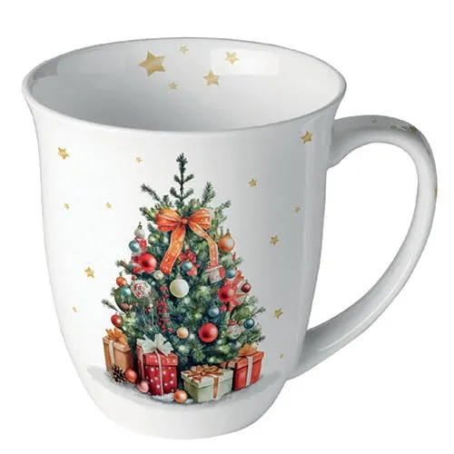 Ambiente Kaffeetasse Teetasse Becher mug 0,4 l Fine Bone China Porzellan christmas tree Weihnachtsbaum Dekoration Christbaum Weihnachten Advent