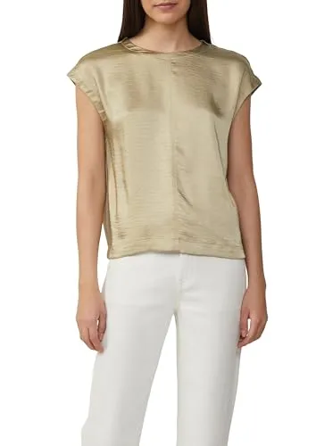 Satinshirt mit überschnittenen Schultern Hellbraun 40 - Feminines Satinshirt mit regulärer Passform und überschnittenen Schultern, ideal für elegante Anlässe und lässige Outfits.