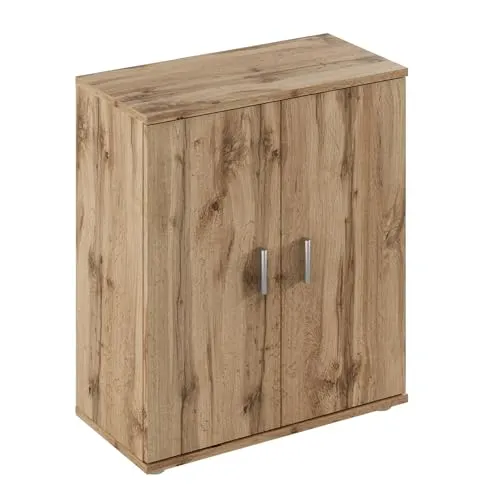 Kondela Sideboard Schrank | Wotan Eiche Holz Optik, schmal | Kommode 60cm breit, 30cm tief | Cabinet Sideboard 60cm mit Türen | Beistellschrank, Midischrank für Wohnzimmer, Büro, Kinderzimmer |ADELI