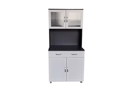 HTI-Line Hochschrank Küchenbuffet Blanca - Hochschrank in Grau Weiß, bietet 4 Fächer und 1 Schublade für optimalen Stauraum in der Küche. Ideal für platzsparende Organisation und Selbstmontage.