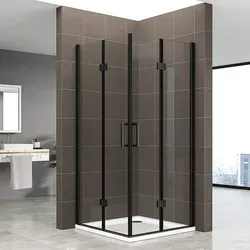 i-flair Falttür Duschkabine 80x100 cm aus Sicherheitsglas in Schwarz