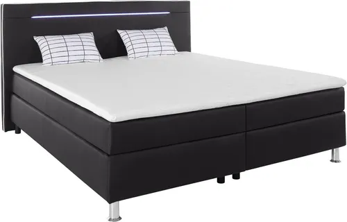 COLLECTION AB Boxspringbett London, inklusive Topper und Kissen, mit LED-Beleuchtung, Boxspringbett erhältlich in 90cmx200cm, 140cmx200cm & 180cmx200cm