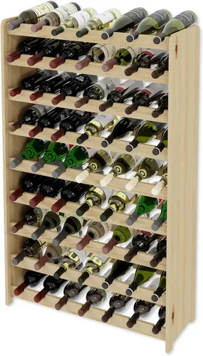 Lenmar RW-3-63 Weinregal aus Holz, 63 Flaschen - Weinregal aus massivem Holz, für bis zu 63 Flaschen, ideal für Weinliebhaber und stilvolle Aufbewahrung.