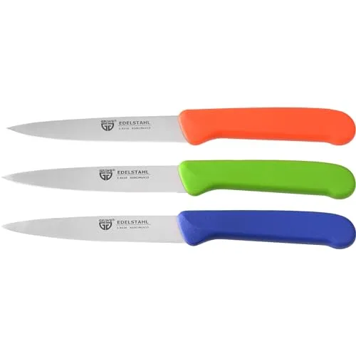 Gräwe Gemüsemesser 906G.03.CX1, Set, 10 cm Edelstahlklinge, Kunststoffgriff, 3 Stück