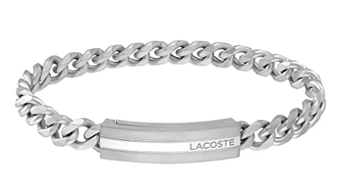 Lacoste Gliederarmband ADVENTURER aus Edelstahl mit Gravur - Elegantes Gliederarmband für Herren aus robustem Edelstahl, 19 cm Innenumfang und magnetischem Verschluss, verziert mit graviertem Lacoste-Logo.