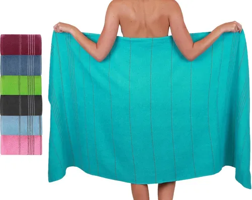 Betz XXL Badetuch LINES - 90x180 cm aus 100% Baumwolle - Strandtücher in bunten Sommerfarben, extra groß mit Kordelaufhänger, hautfreundlich und bei 60°C waschbar – ideal für Strand und Schwimmbad.