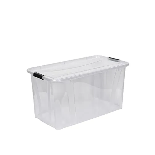 Produktbild Kreher Aufbewahrungsboxen Master mit Deckel in Transparenter Ausführung. In verschiedenen Größen (wählbar). Aus robustem Kunststoff. (80 Liter)