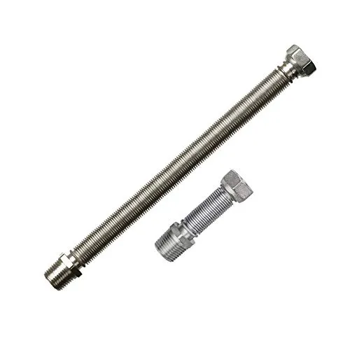 Stabilo-Sanitaer Edelstahl Wellrohr 1/2'-3/4' IG-AG 260-520mm ausziehbar