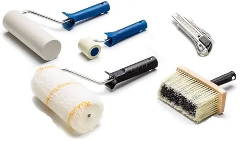 Colorus Tapezier Set 5 tlg. | Tapeten Set mit Cuttermesser, Kleisterroller, Andrückroller, Bürste | Tapezierwerkzeug Tapezierbedarf für Vliestapeten