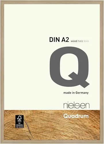 nielsen Bilderrahmen, 42 x 59,4 cm (A2), Holz, Eiche Natur, Posterrahmen zum Aufhängen im Hoch- & Querformat, Echtglas, Quadrum
