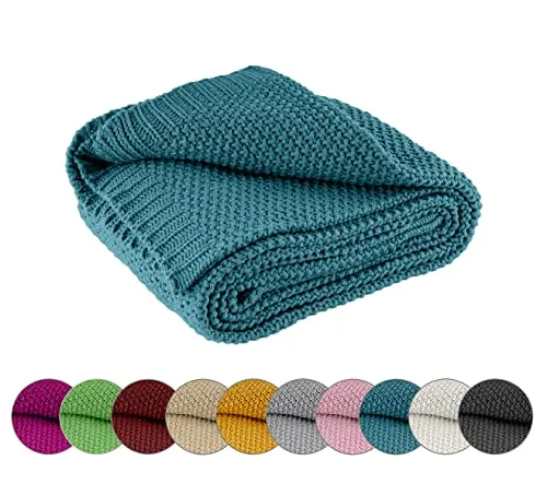 wometo Wohndecke Strick in türkis von wometo