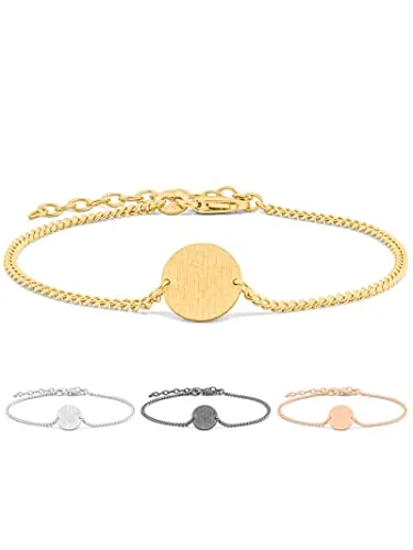 modabilé Armband Damen Circle Gelbgold Vergoldet Armkette rundem Plättchen-Anhänger (15cm-19cm 1,4mm breit) Goldarmband Panzerkette 925 Sterling
