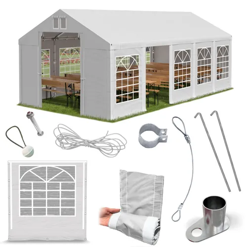 Produktbild Partyzelt 5x10 Unterstand Festzelt Gartenzelt Bierzelt Wasserdicht weiß PVC S