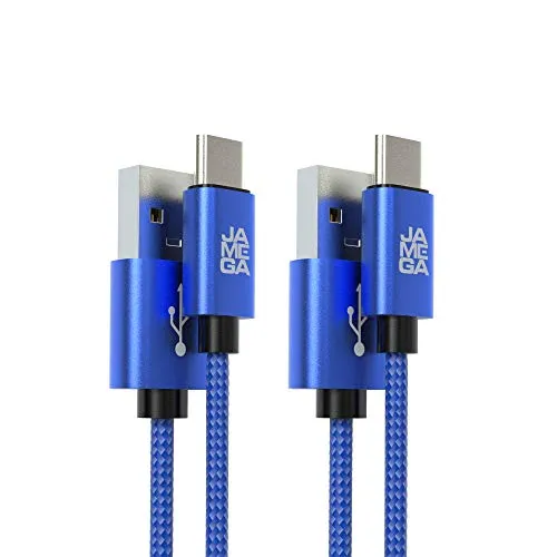 JAMEGA – USB Typ C Kabel Blau [2 Stück 3m] | 3A Nylon geflochten USB C Ladekabel und Datenkabel Fast Charge Snyc schnellladekabel kompatibel mit Samsung Galaxy S10/S9, Huawei P30/P20