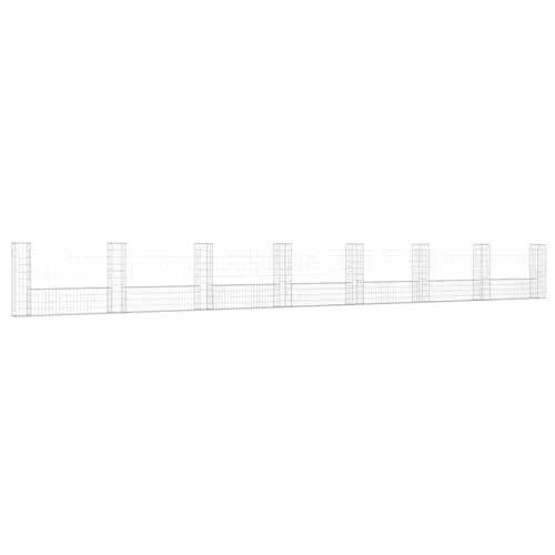 vidaXL Gabionenkorb U-Form mit 8 Säulen - Dekorative Zäune, stabil und witterungsbeständig aus rostfreiem Eisen, ideal für Sichtschutz und Stützmauern in Garten und Landschaft.