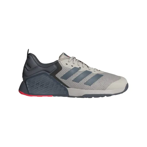 adidas Dropset 3 Trainer Herren Fitnessschuhe grau/schwarz/rot, Größe 41 1/3 (US 8) - Fitnessschuhe mit Dual Density Zwischensohle für optimale Dämpfung und adidas HEAT.RDY Technologie, die deine Füße kühl hält, ideal für intensives Krafttraining.