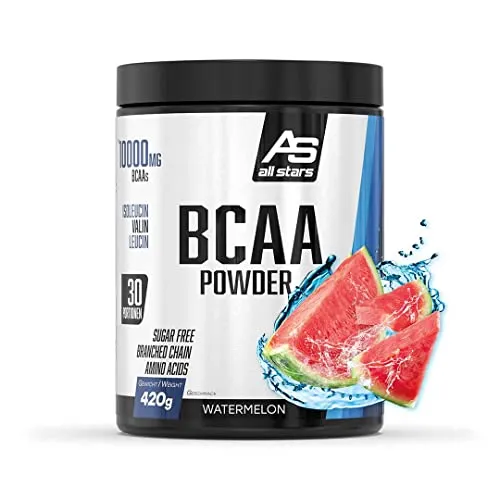 All Stars BCAA Powder - Watermelon, 420 g - Sportnahrung mit 100% hochreinem BCAA Pulver, 10.000mg verzweigtkettigen Aminosäuren pro Portion und 4 leckeren, zuckerfreien Geschmacksrichtungen!