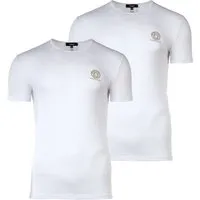 VERSACE Herren T-Shirt 2er Pack - TOPEKA, Rundhals, Stretch Cotton - Herren-Shirts im 2er Pack mit goldenen VERSACE-Logo-Print, aus weichem Baumwoll-Stretch für hohen Tragekomfort.