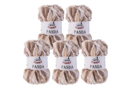 VLNIKA 500g Strickgarn Panda Häkelwolle, 330 m, 017 weiß-creme-beige