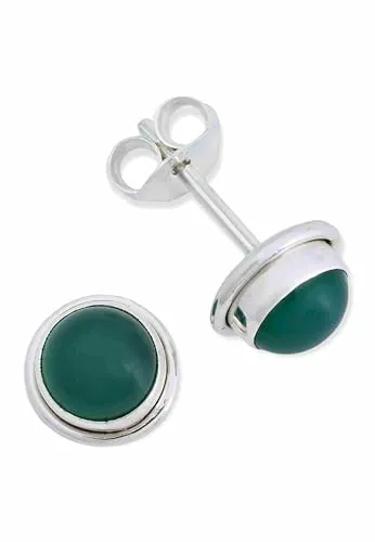 Ohrstecker 925 Silber grüner Onyx Stein Edelstein Ohrringe echt Silber Damen Sterling Silber Stecker Geschenk(MOS-048-14)