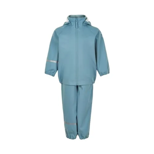 CeLaVi Unisex Kids Basic Recycle PU Rainwear Set, Smoke Blue